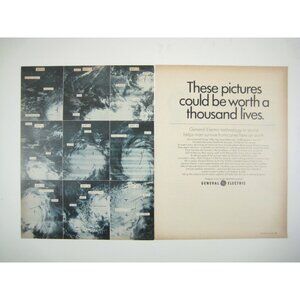 Vintage General Electric 1960s Hurricane Awareness Print AD 2 Page GE